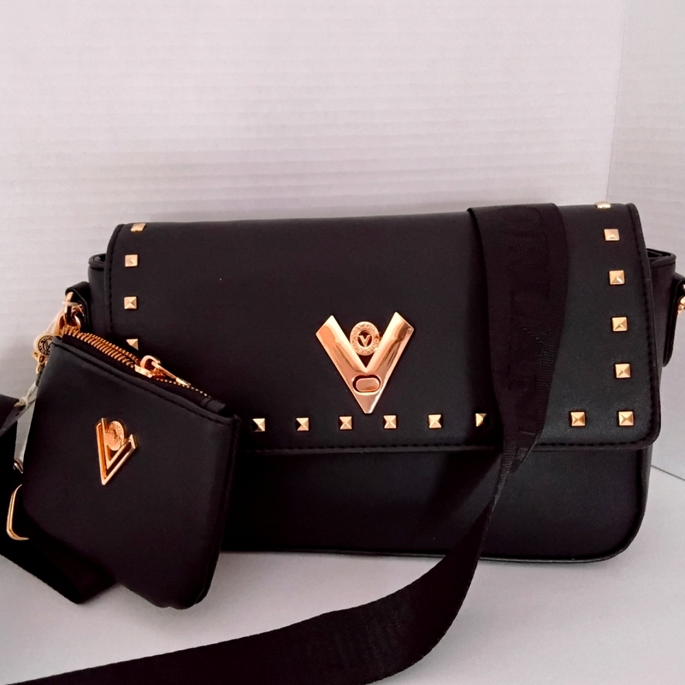 Valentino Black Crossbody Bag with Gold Hardware